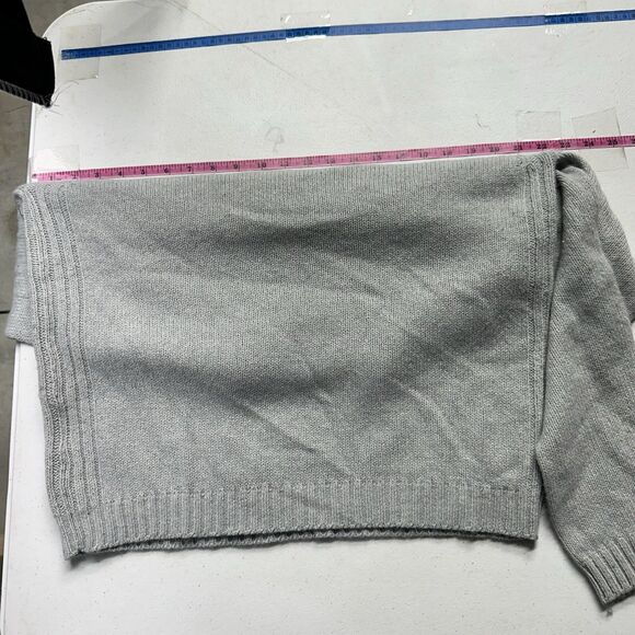 Woolrich Women's Cozy Ribbed Cable Knit Sweater M Grey Light Blue Wool Cashmere - Picture 13 of 16